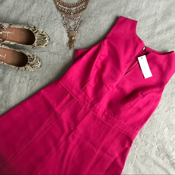 Ann Taylor Dresses & Skirts - NWT Ann Taylor Split Neck Flare Dress Pink Career